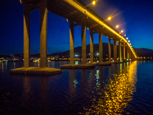 The Tasman Bridge links the city of Hobart to its suburbs on the Eastern shore of the River Derwent