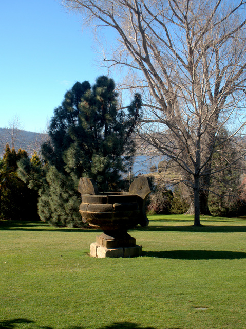 A memorial to a much loved blue gum by sculptor Marcus Tatton, at the Royal Tasmanian Botanical Gardens