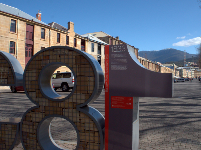 1833, an element of the Battery Point Sculpture Trail, a Hobart City Council Public Art initiative with artistic team Futago in collaboration with Judith Abell and Chris Viney.