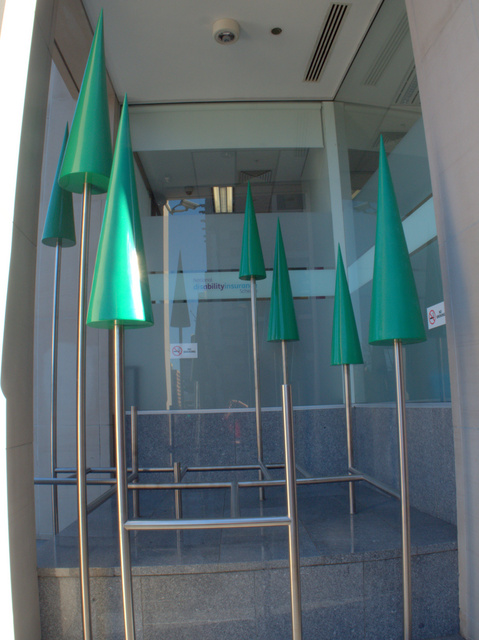 Spring, Dean Chatwin 2008. Fibreglass and stainless steel, located at 111 Macquarie Street