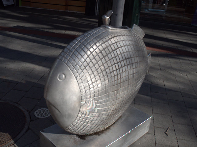 Fish out of Water, Patrick Hall 1996. Drinking fountain, located in the Elizabeth Street Mall