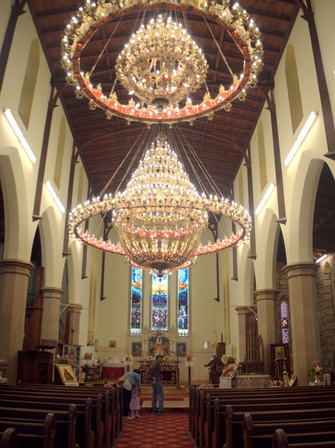 Three huge chandeliers have been installed by Holy Trinity's new congregation, the Greek Orthodox Church