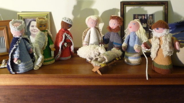 Knitted nativty scene, circa 1973