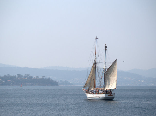 Rhona H, one of several wooden boats satisfying the demand for sail and tall-ship experiences on Hobart's waterways