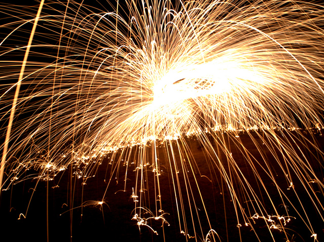 Steel wool produces wonderful trails of sparks