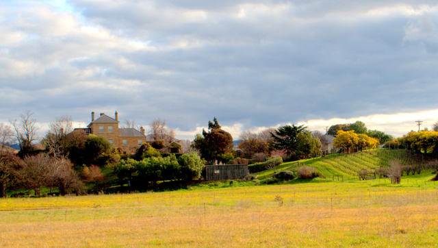 Sandstone house and fields at Richmond