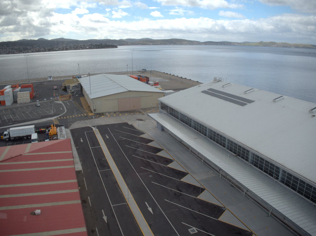 Macquarie Wharf from the Tasports Tower on Hobart's waterfront