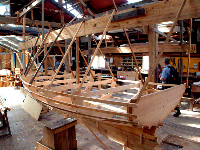 Boat being made using traditional handcraft techniques