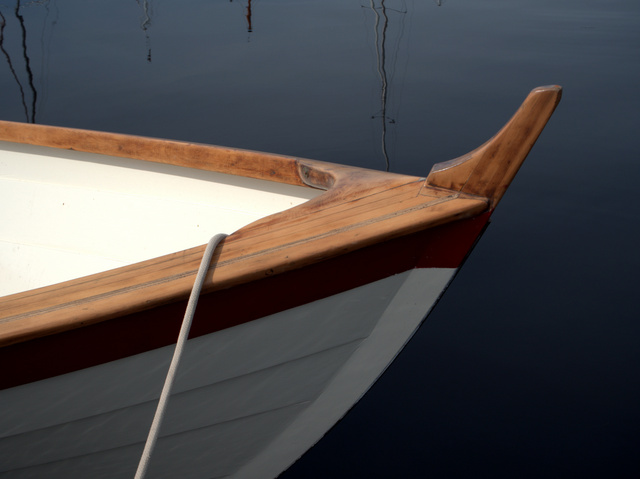 Detail of a wooden boat moored at Franklin