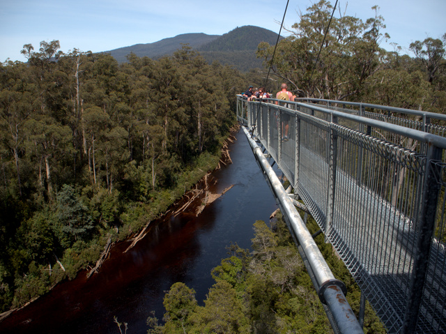 The Airwalk cantilevers out over the Huon River