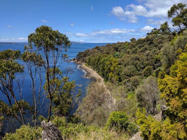 The view across to South Arm from the Suncoast Headlands Track at Blackmans Bay