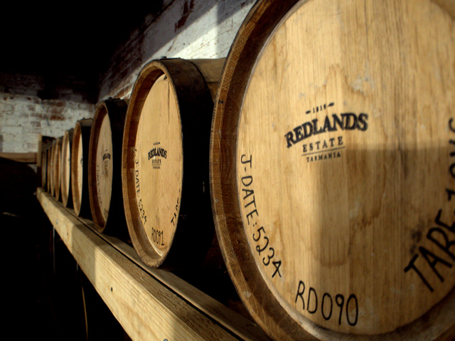 Barrels of whisky at Redlands Estate