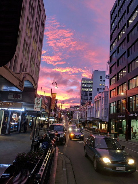 Sunset up Murray Street, Hobart