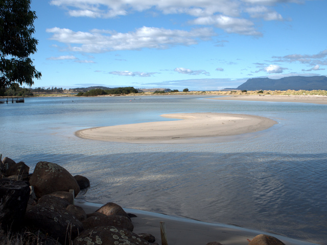 Lagoon at the mouth of the Prosser River at Orford on Tasmania's east coast