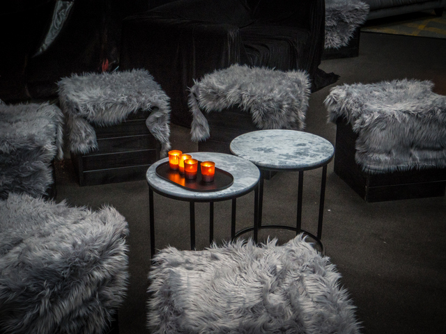 Wooly ottomans at the BDSM Bar