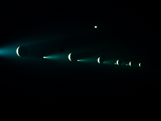 As night follows day... a lesson for the flat-earthers or anyone curious about the waxing and waning of the moon. The work, by United Visual Artists, is entitled Musical Universalis