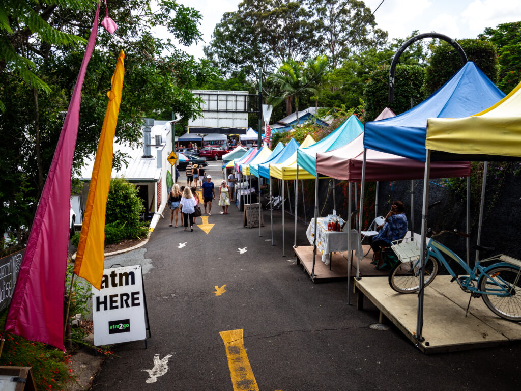 Pavilion markets at Eumundi, comprising mostly vacant stalls