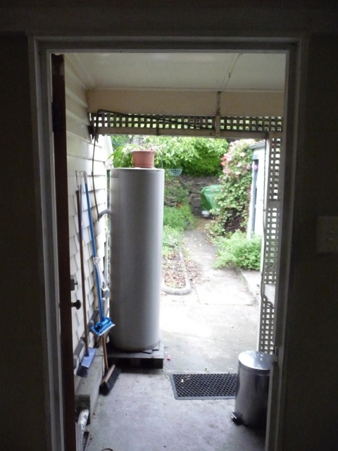 Rear entry with water heater