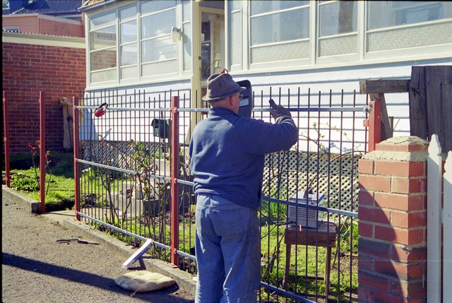 Dad welding me a new front fence