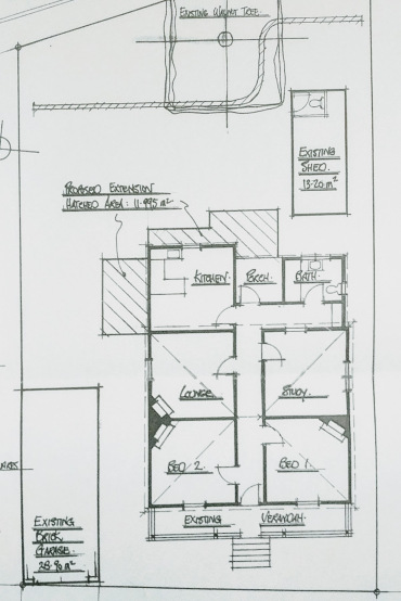 Sketch plan of the existing house