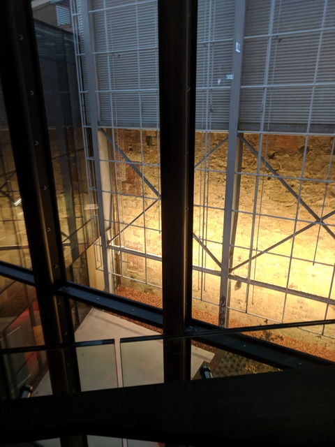 Another view of the Theatre Royal's original sandstone wall from the new foyer areas of The Hedberg