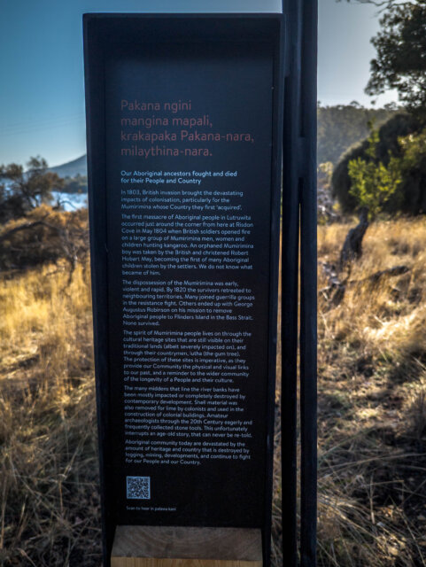 The aboriginal cultural heritage of the area is now available to all visitors through a series of thoughtfully written and designed interpretive panels and landscape design elements along a 700 metre pathway across the headland.