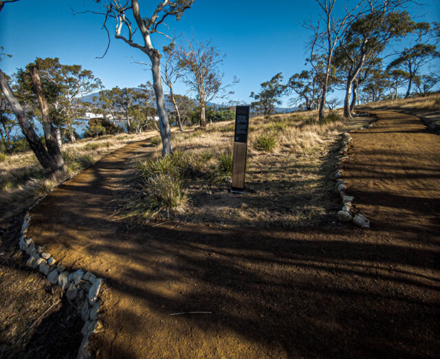 The start of the new takara limuna cultural heritage trail at Shag Bay near Hobart